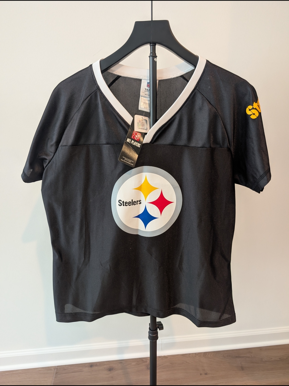 Women's NFL Pittsburgh Steelers Black Logo Jersey Top XL Ben Roethlisberger